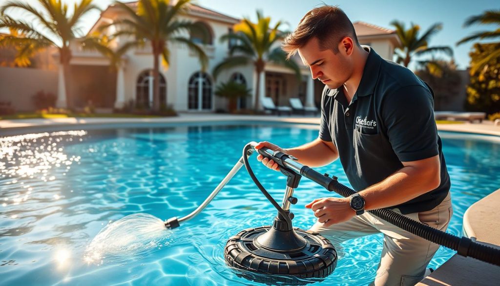 pool cleaning scaling