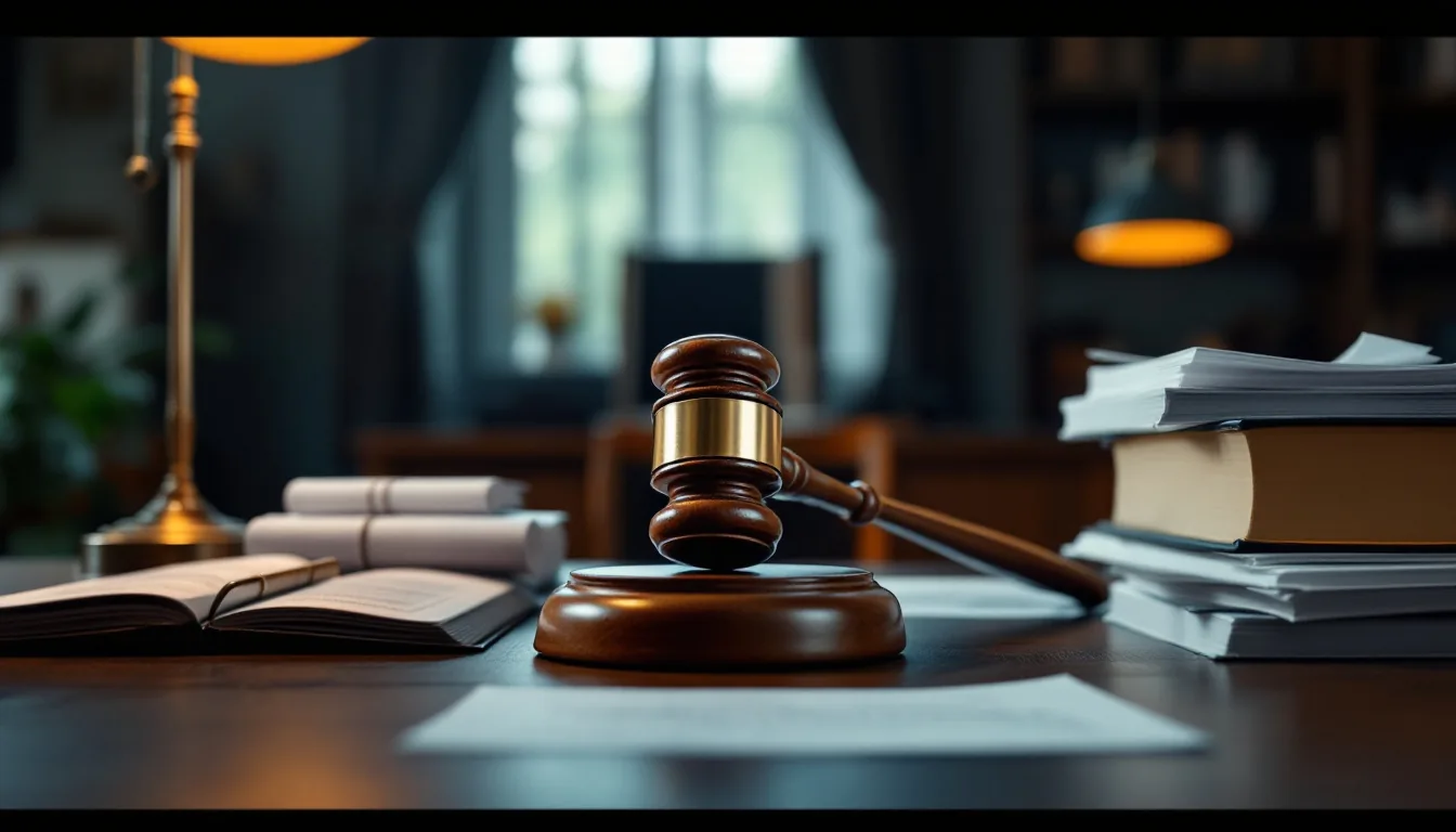A bankruptcy court document beside legal pad and gavel on a desk