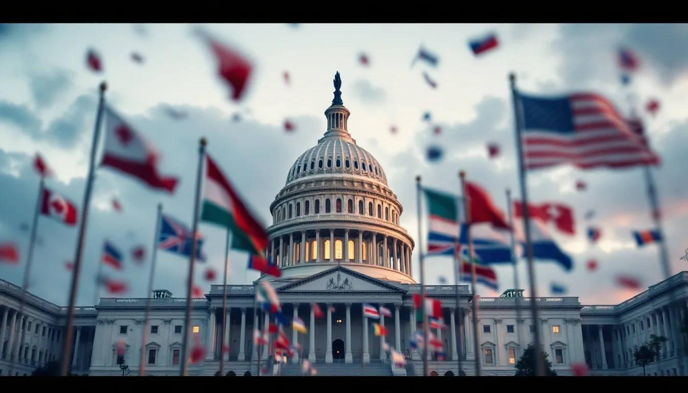 A cross-border M&A deal review with US capitol buildings in the background
