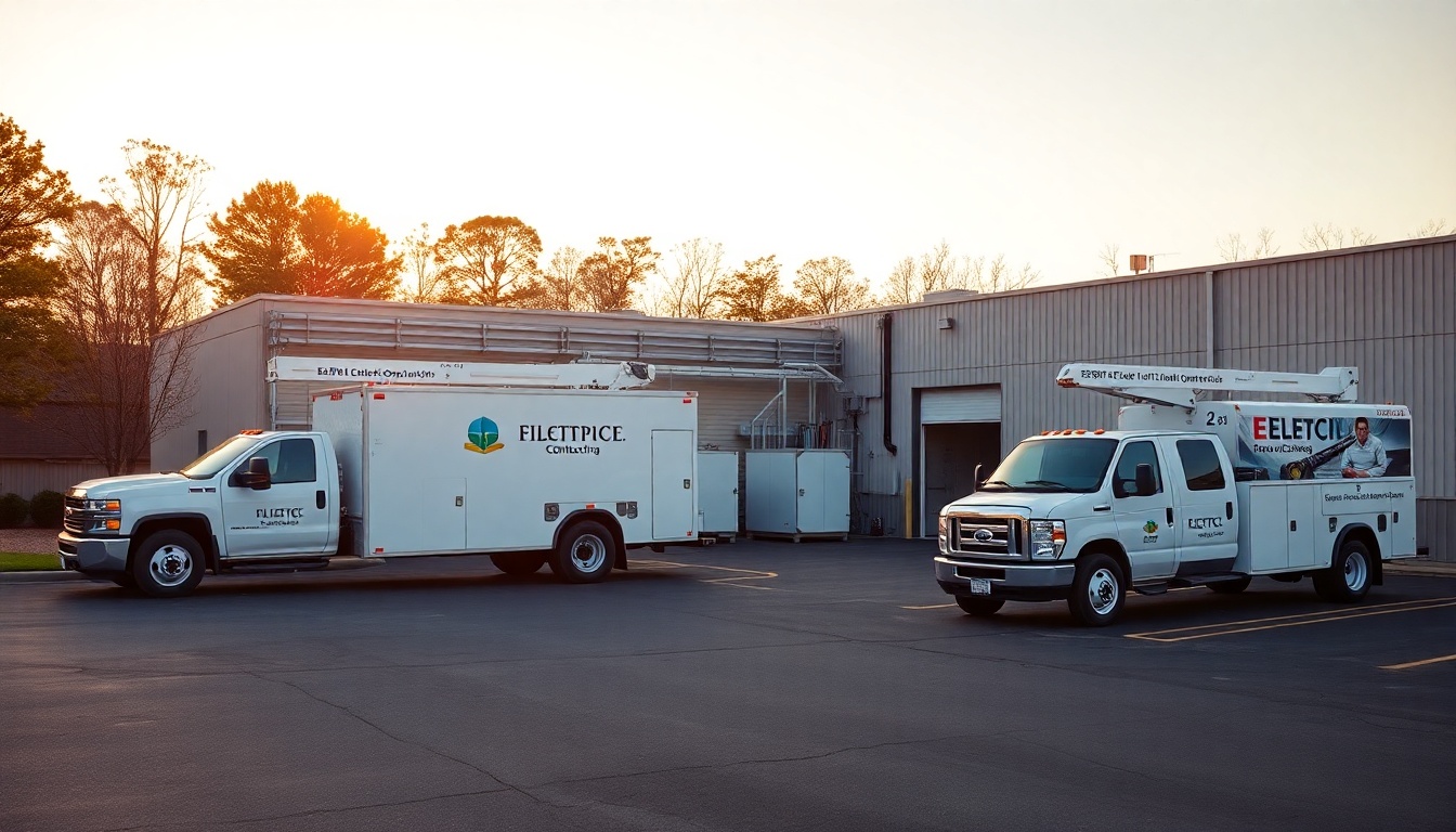 Electrical service operation in Connecticut at golden hour