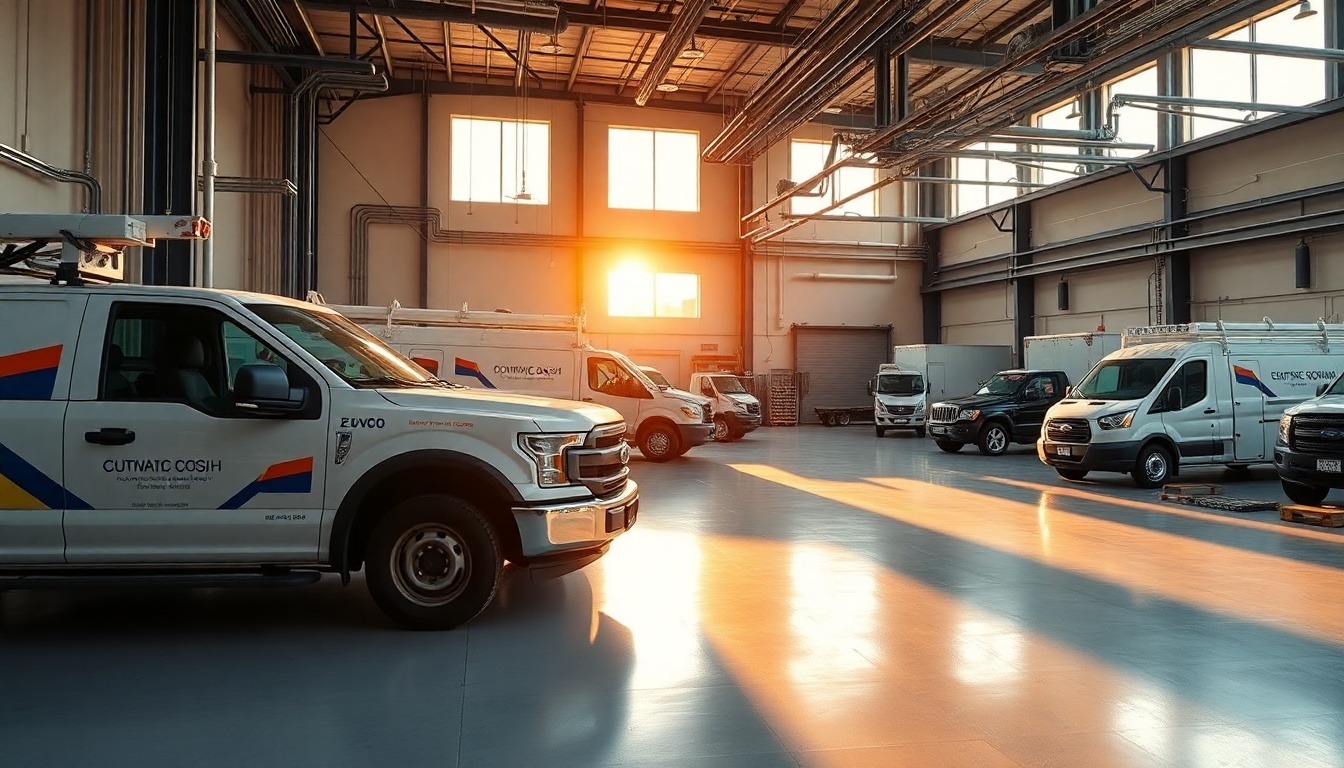 Electrical service workspace in Indiana at golden hour