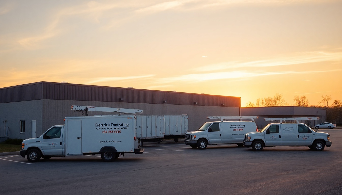 Electrical service operation in Indiana at golden hour