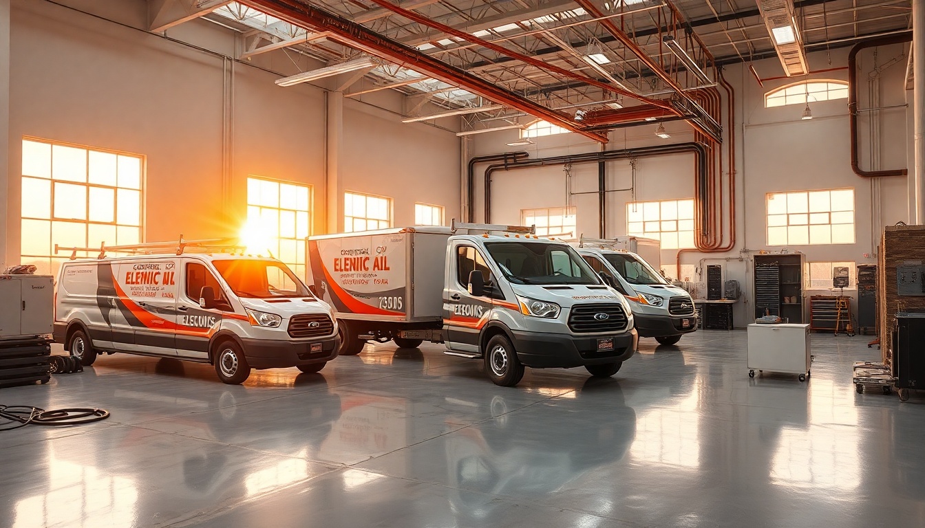 Electrical service workspace in Iowa at golden hour