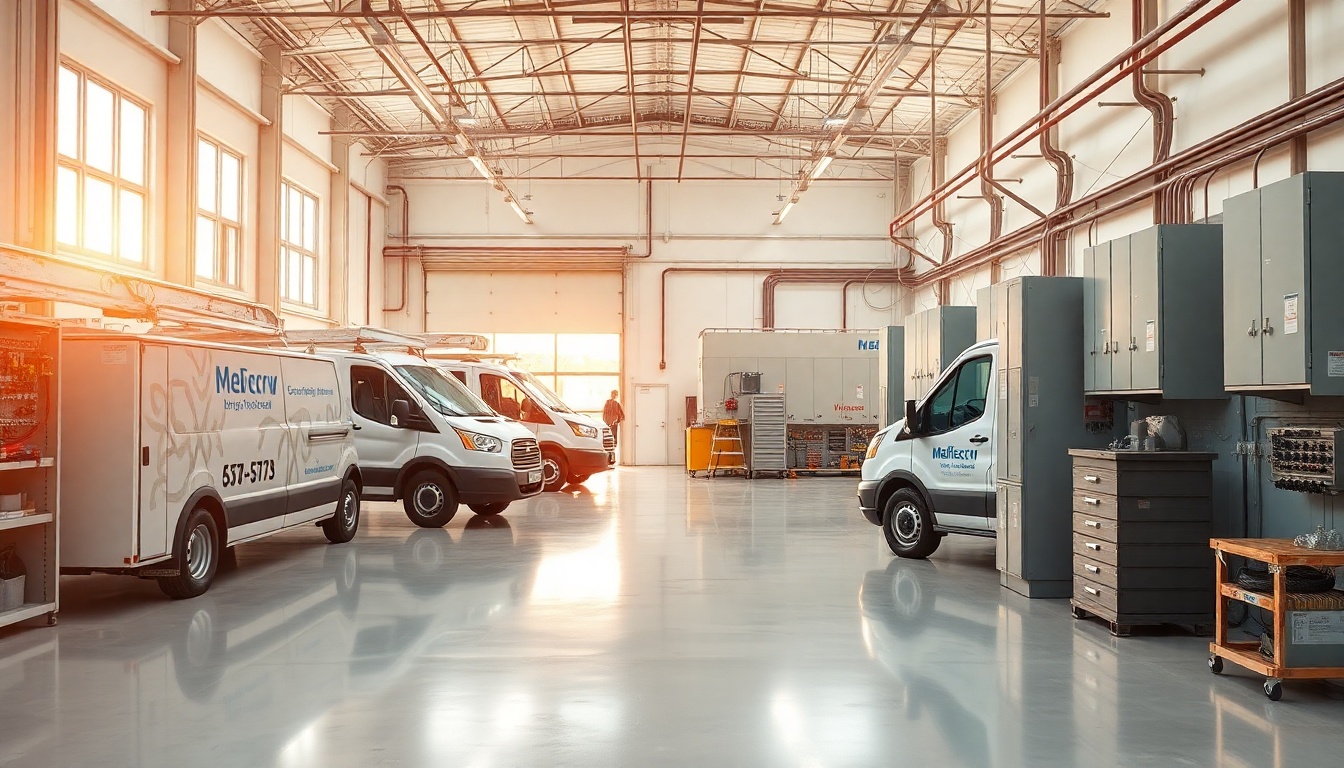 Electrical service workspace in Missouri at golden hour