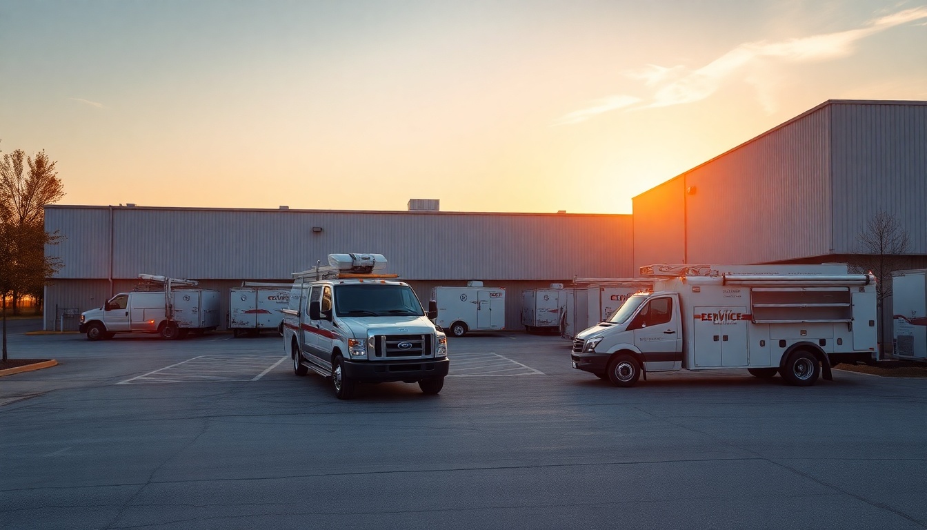 Electrical service operation in Missouri at golden hour