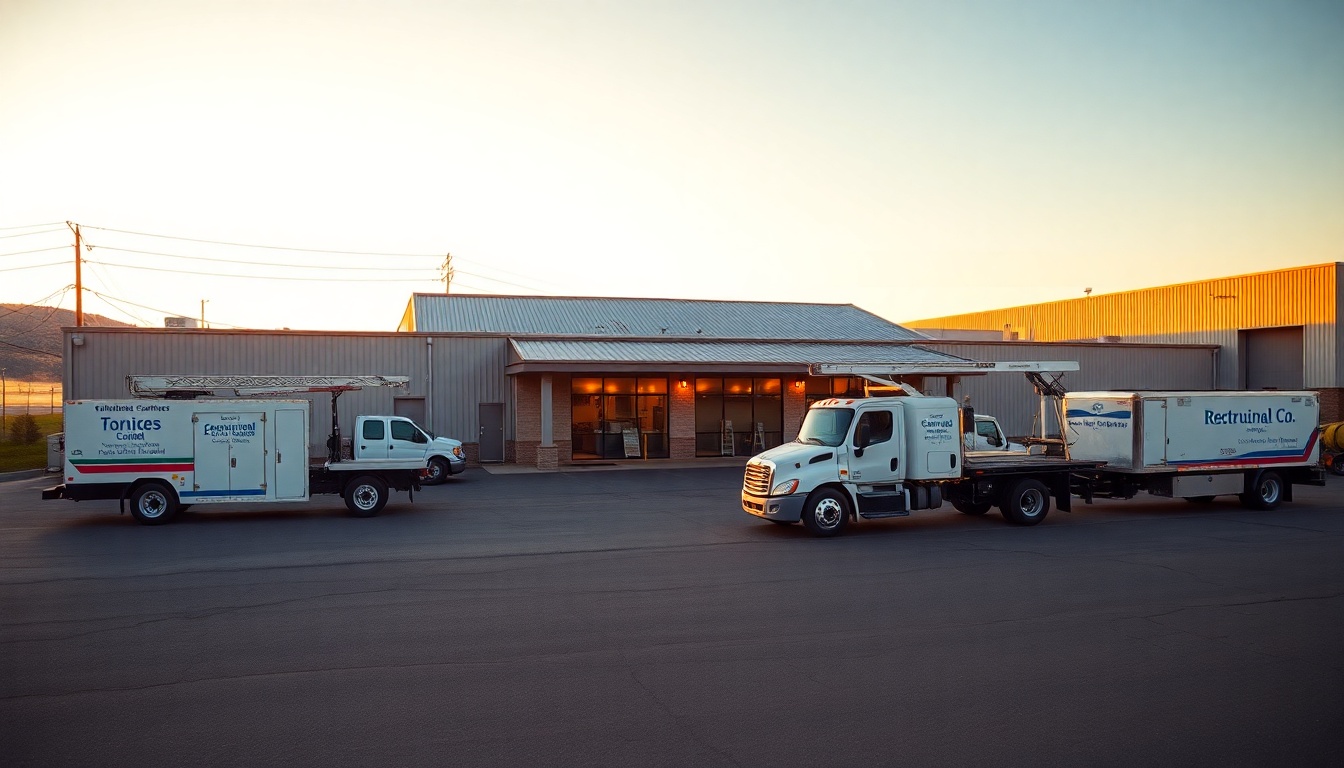 Electrical service operation in Montana at golden hour