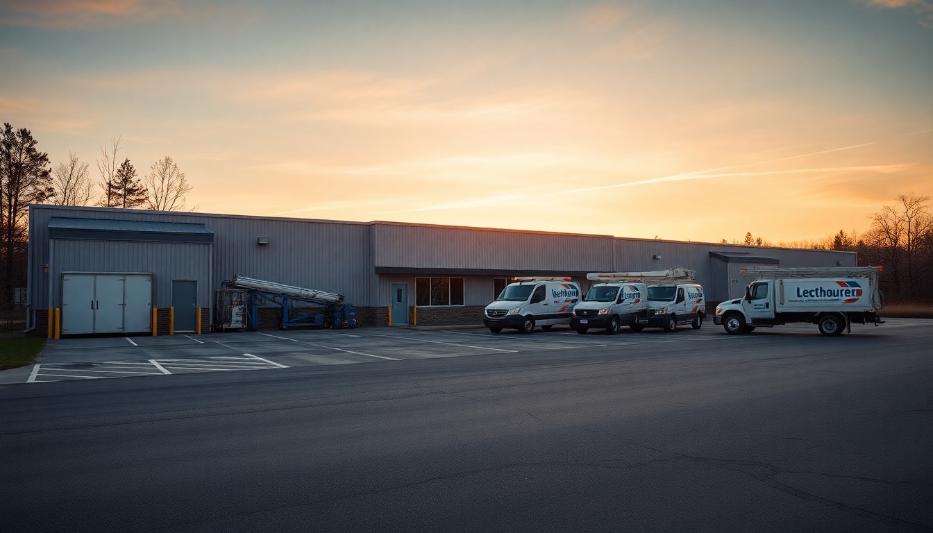 Electrical service operation in New Hampshire at golden hour