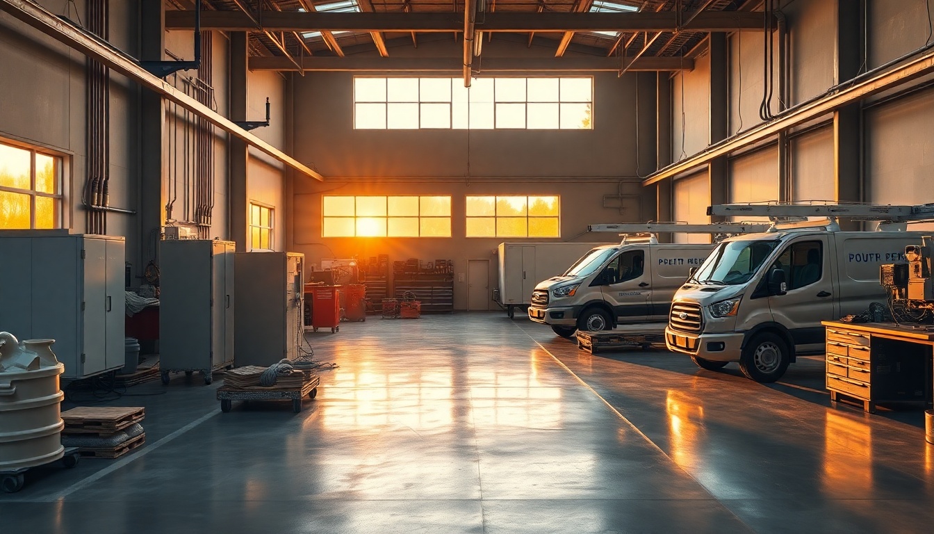 Electrical service workspace in North Dakota at golden hour