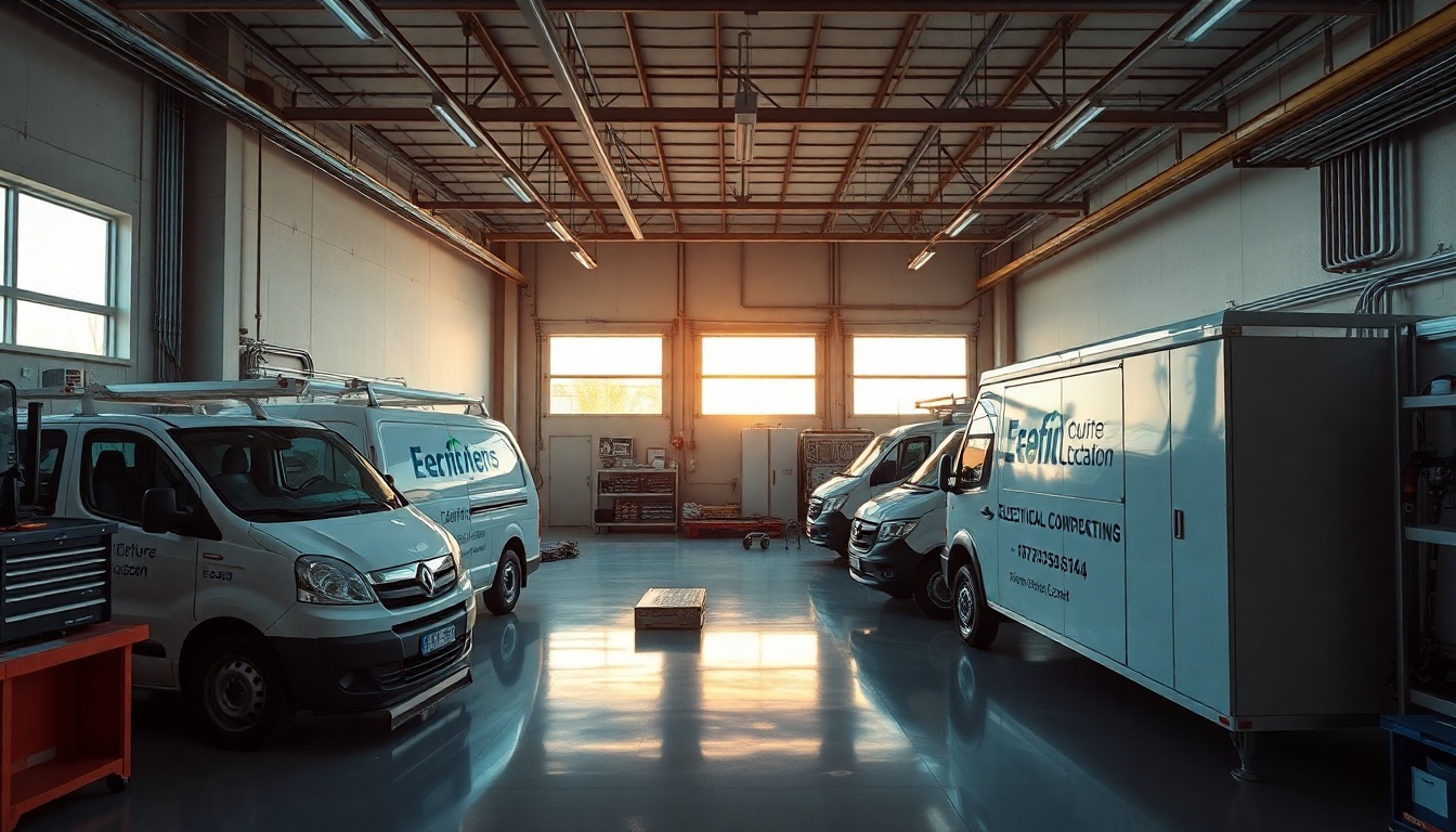 Electrical service workspace in Oklahoma at golden hour