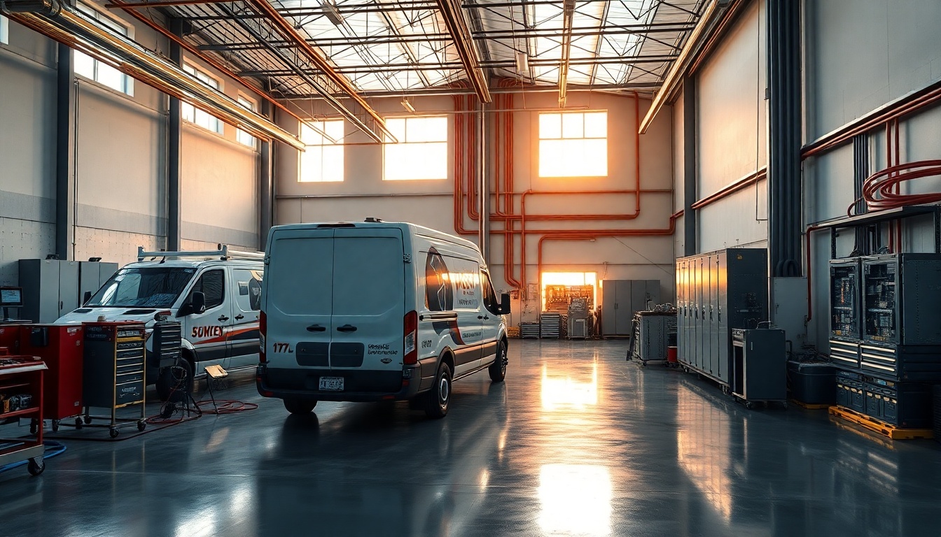 Electrical service workspace in Oregon at golden hour