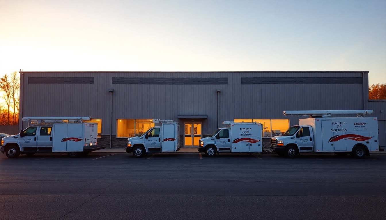 Electrical service operation in Rhode Island at golden hour