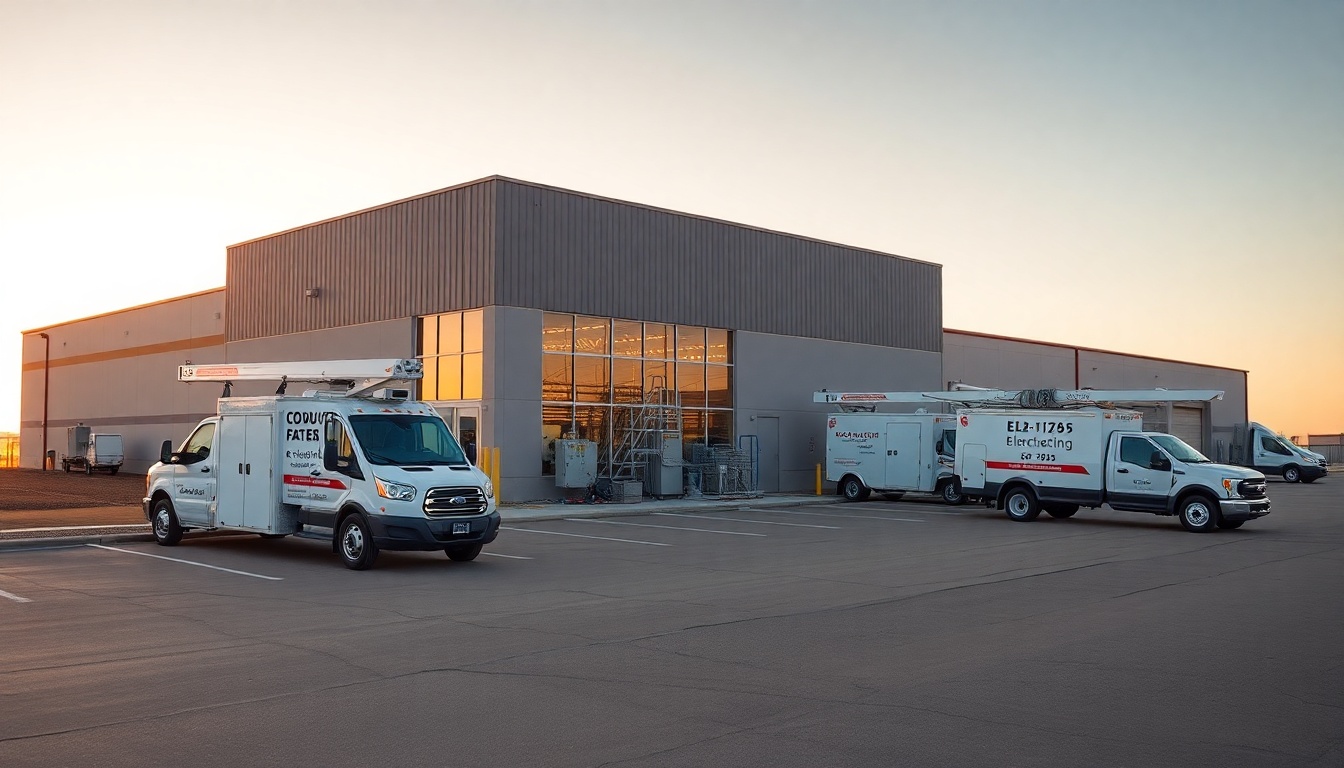 Electrical service operation in South Dakota at golden hour