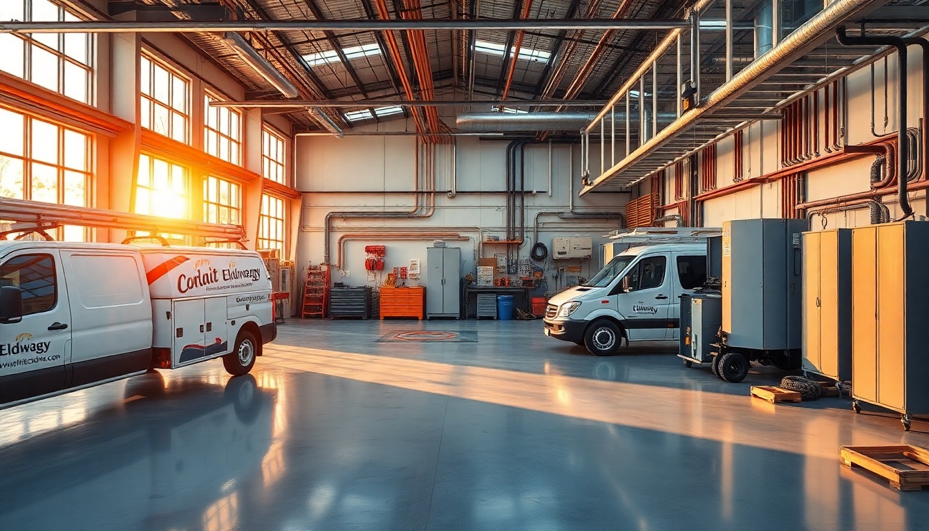 Electrical service workspace in Vermont at golden hour