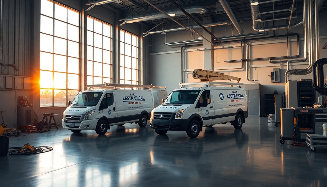 Electrical service workspace in Wisconsin at golden hour