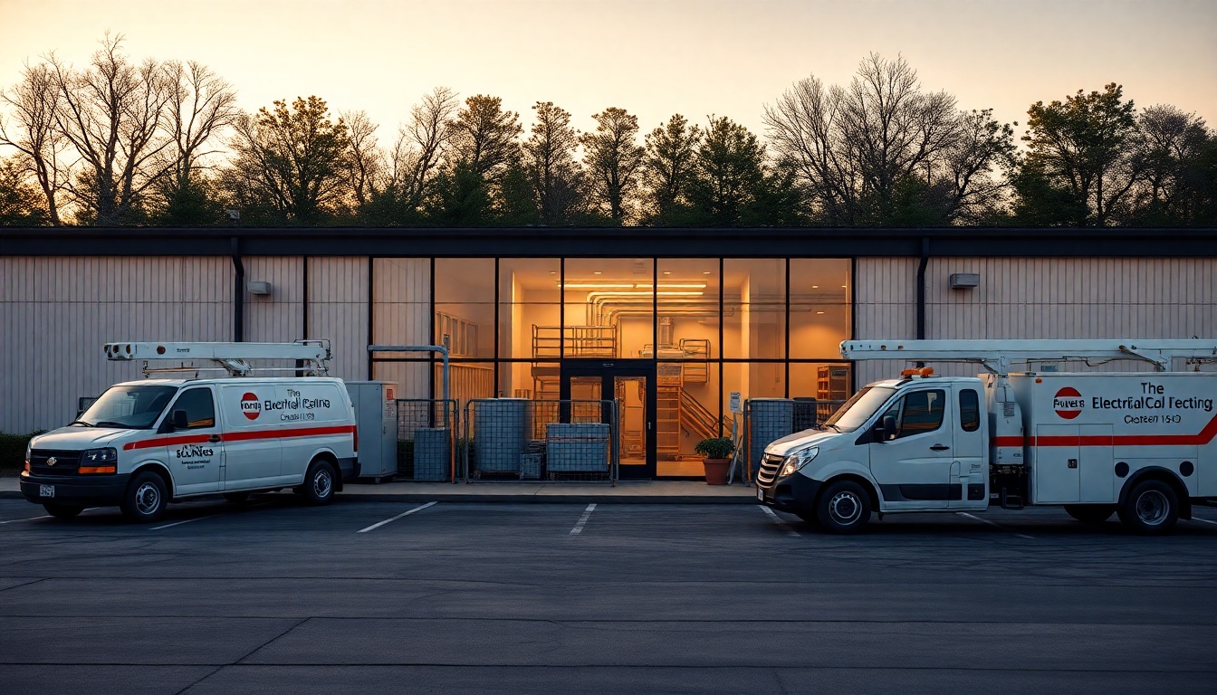 Electrical service operation in Wisconsin at golden hour