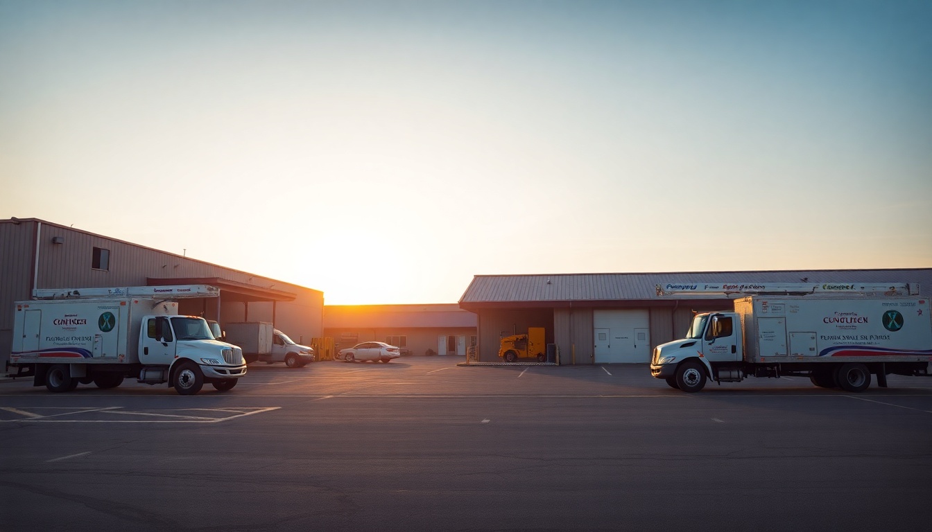 Electrical service operation in Wyoming at golden hour