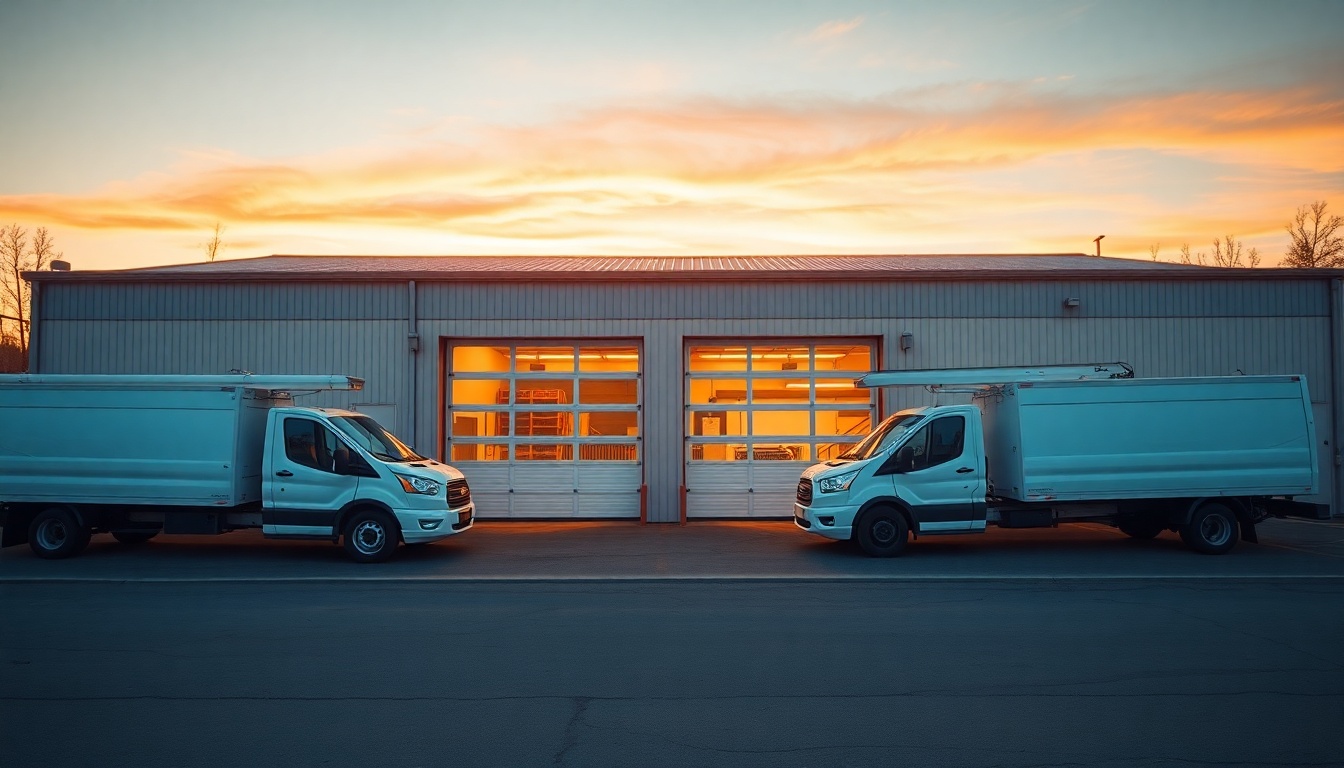 Garage Door service operation in Alaska at golden hour