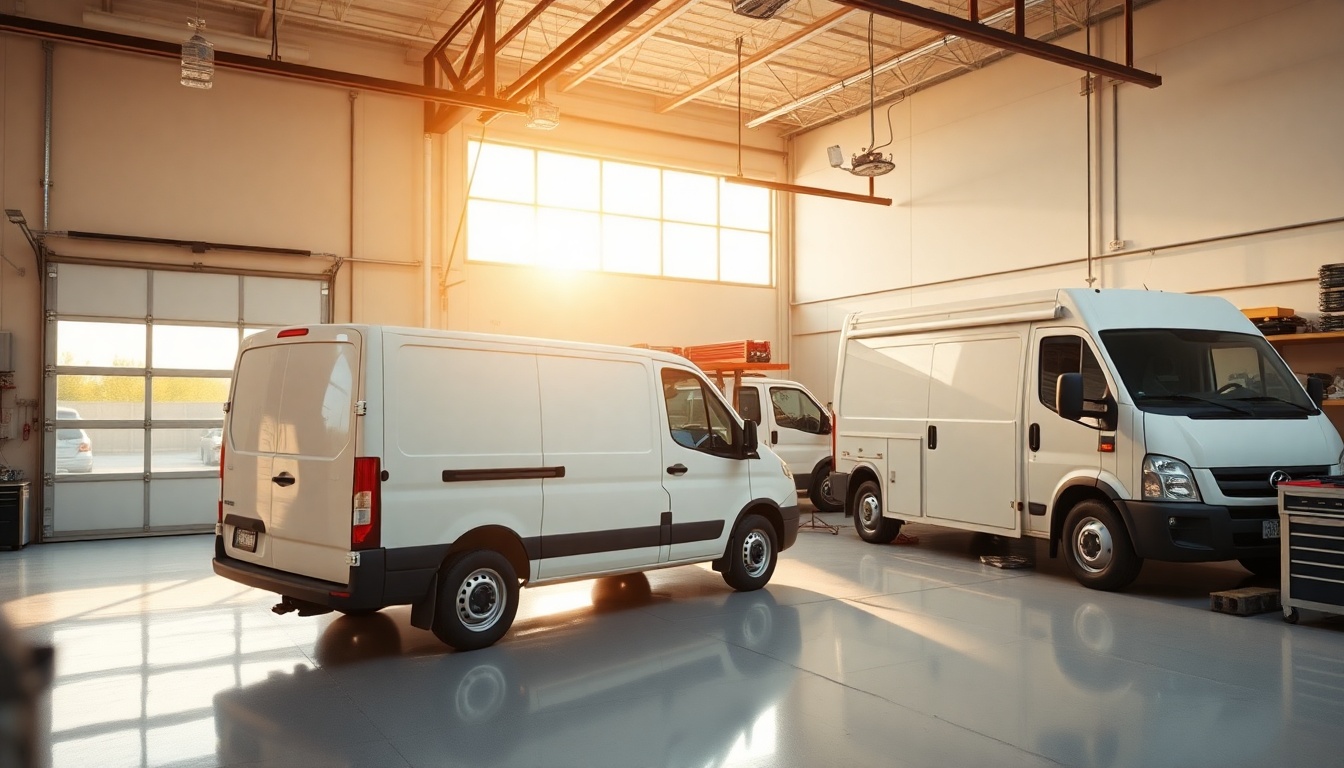 Garage Door service workspace in Indiana at golden hour