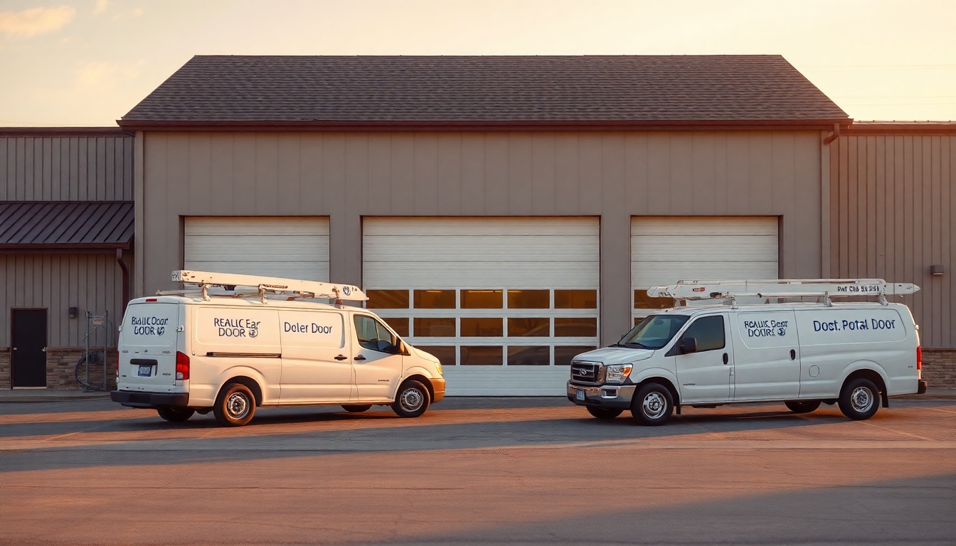 Garage Door service operation in Iowa at golden hour