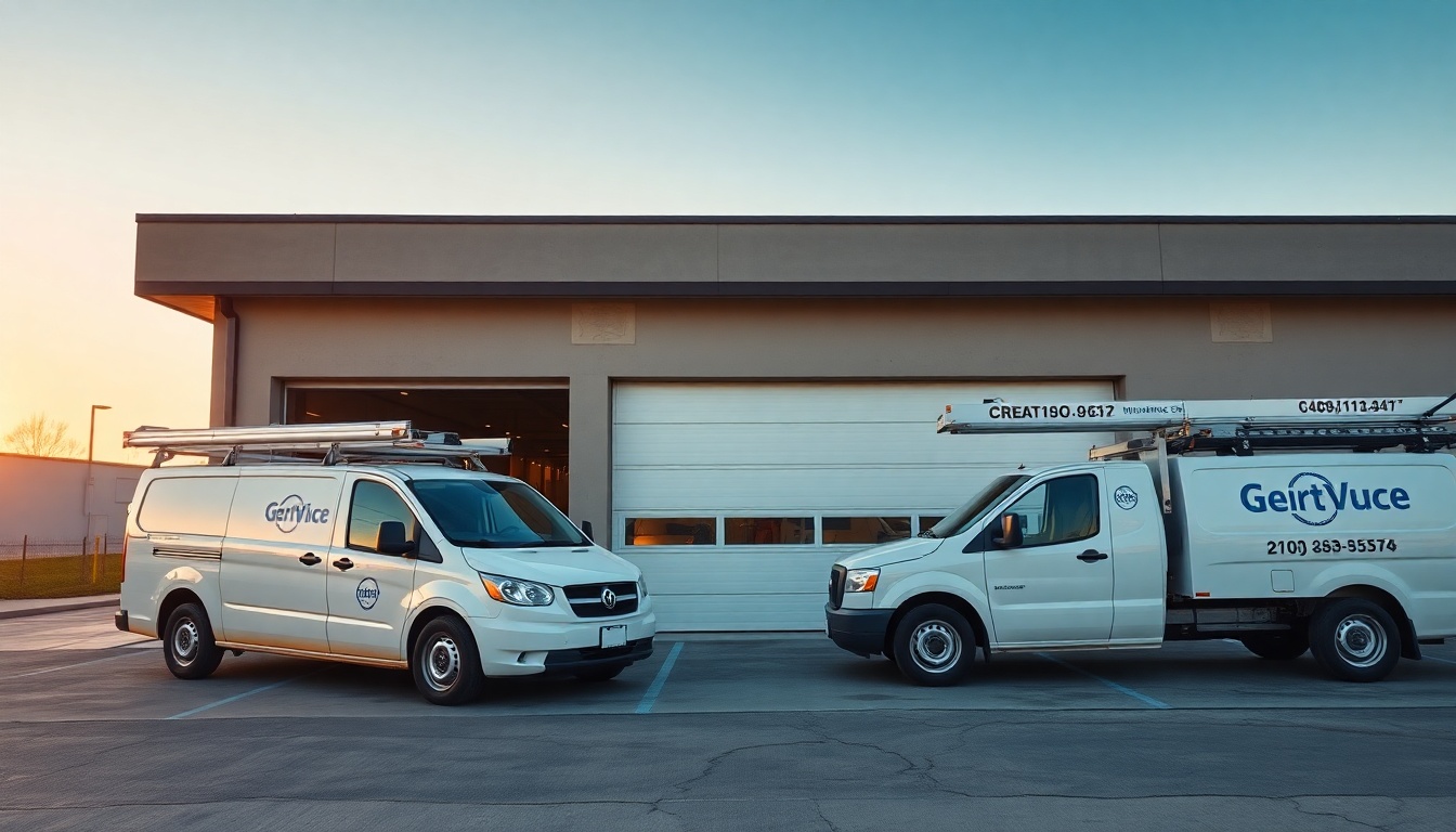 Garage Door service operation in Kansas at golden hour