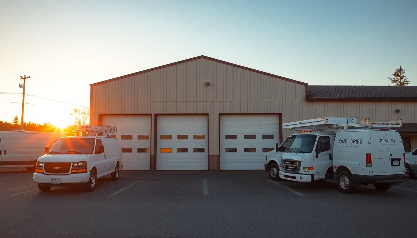 Garage Door service operation in Maine at golden hour