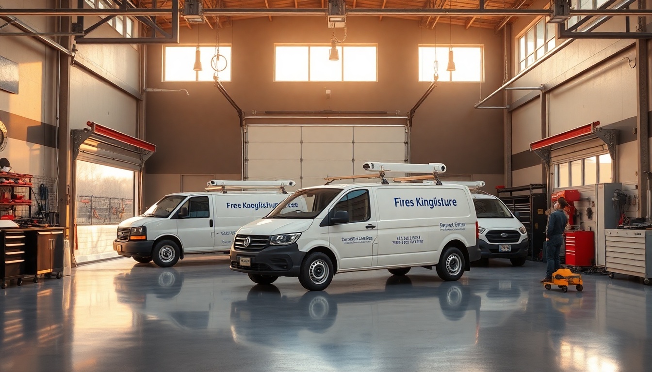 Garage Door service workspace in Minnesota at golden hour