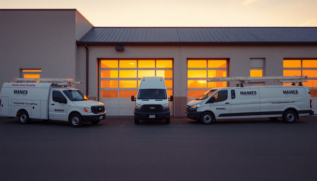 Garage Door service operation in Minnesota at golden hour