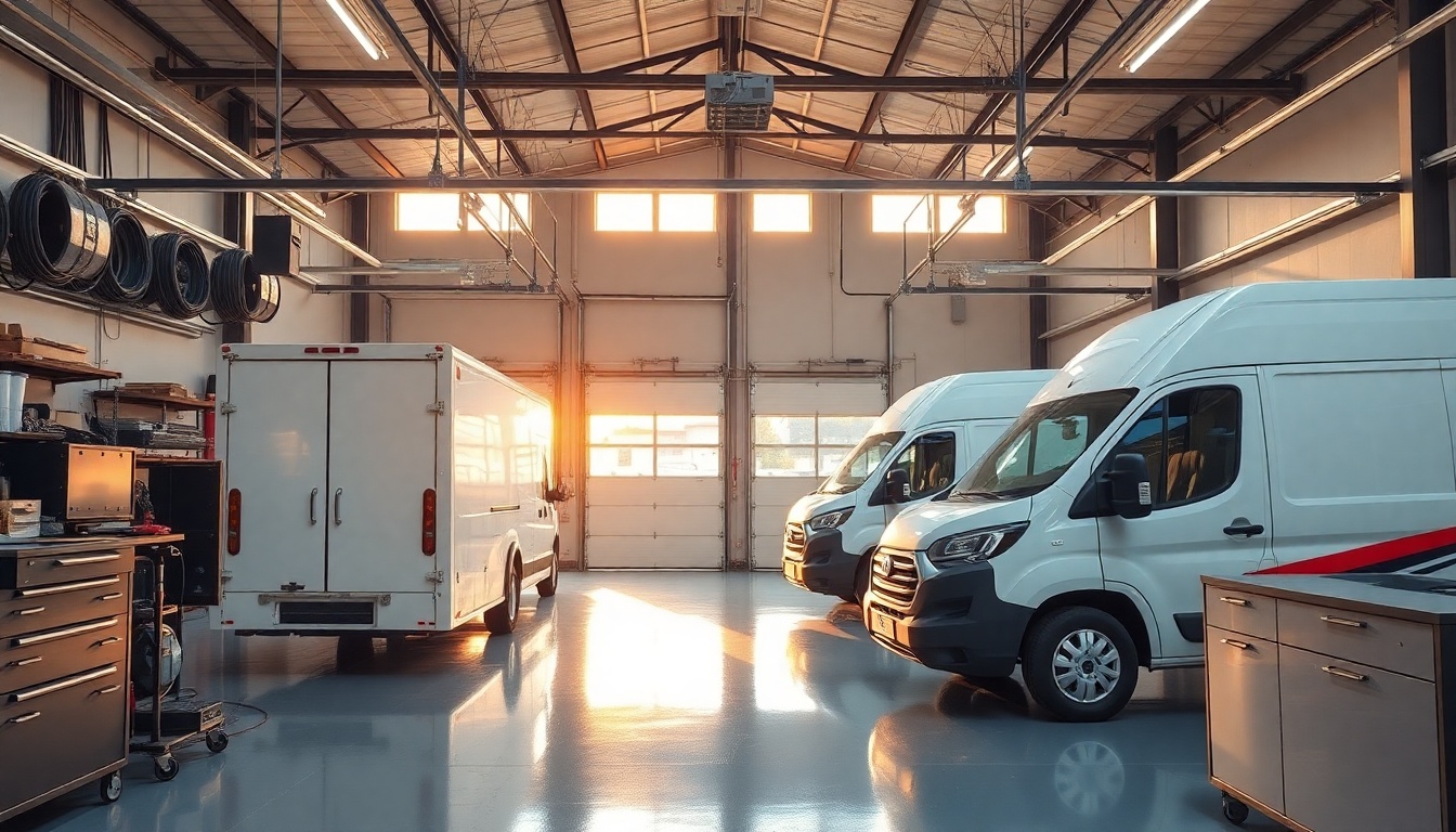 Garage Door service workspace in Missouri at golden hour