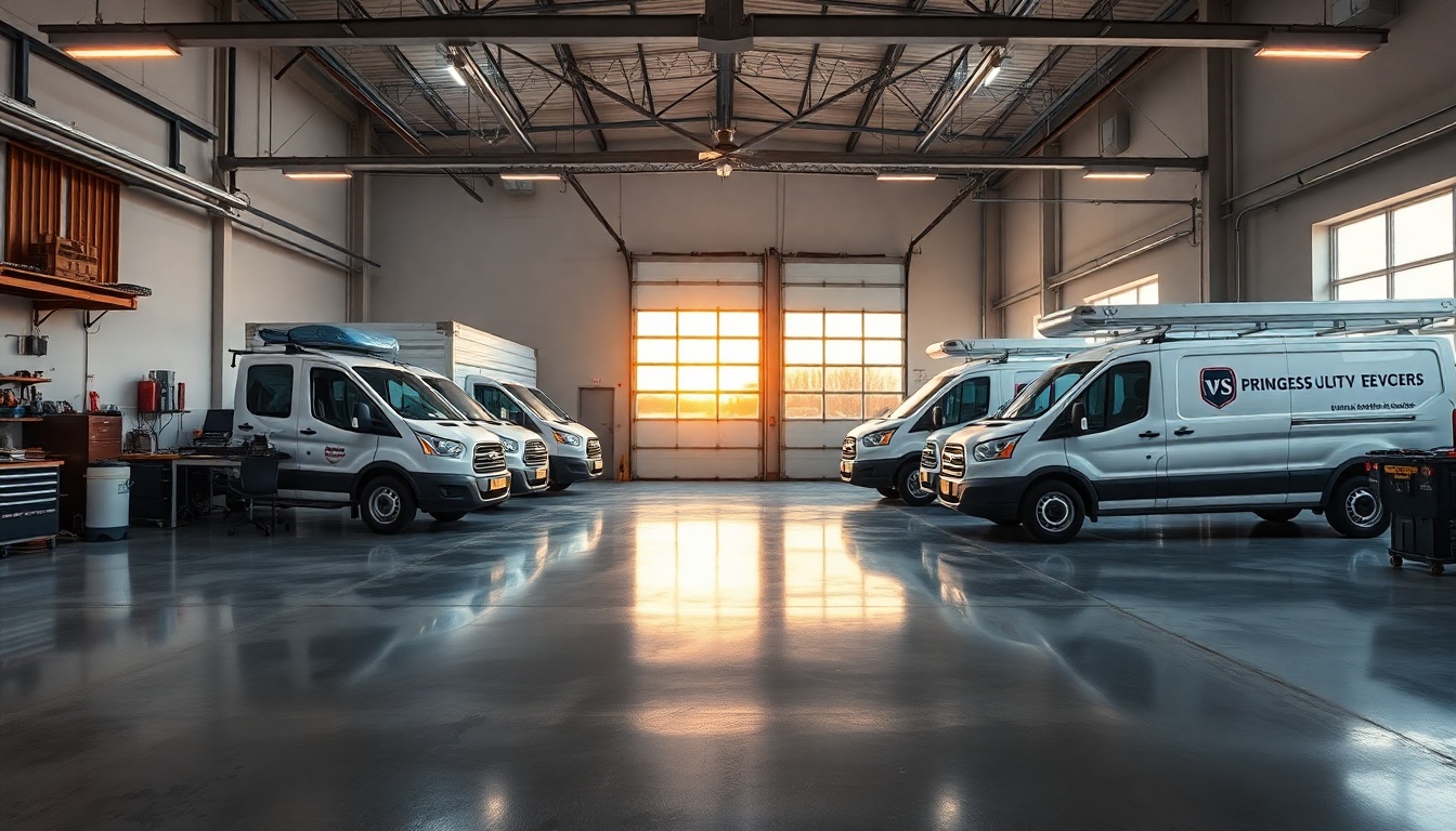 Garage Door service workspace in Nebraska at golden hour