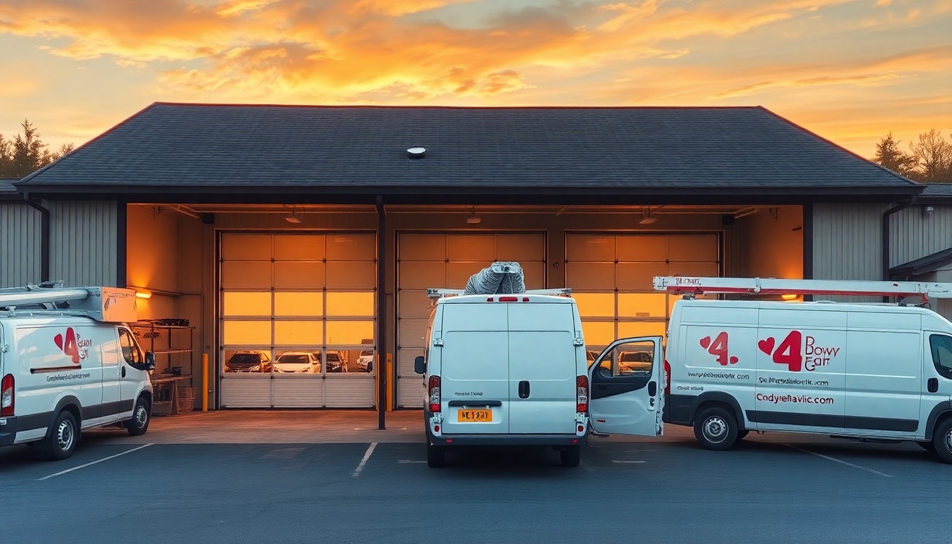 Garage Door service operation in New Hampshire at golden hour