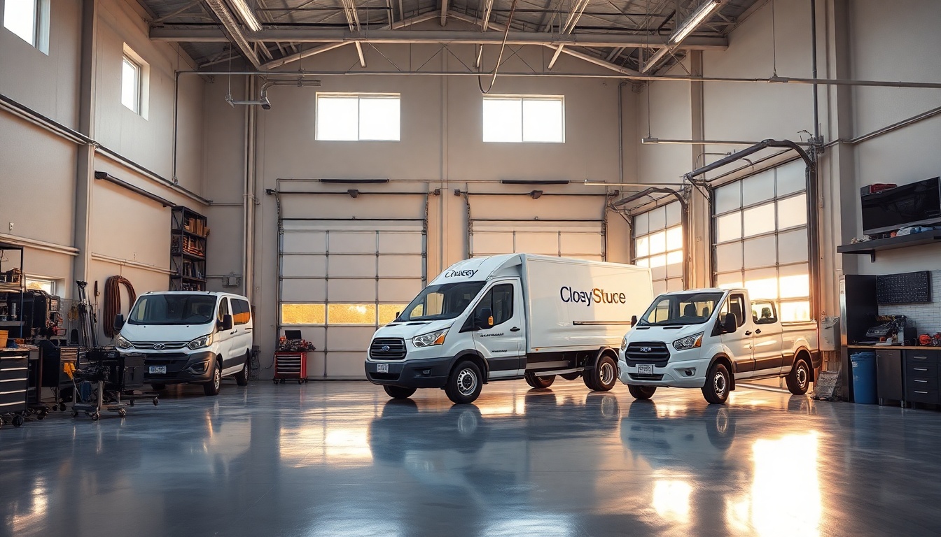 Garage Door service workspace in North Dakota at golden hour