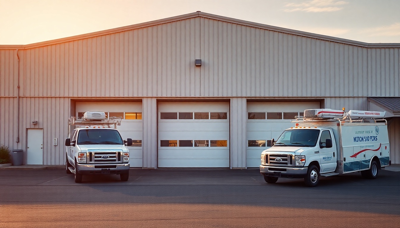 Garage Door service operation in Rhode Island at golden hour