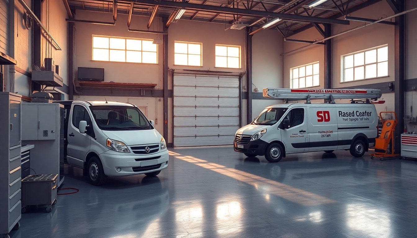 Garage Door service workspace in South Carolina at golden hour