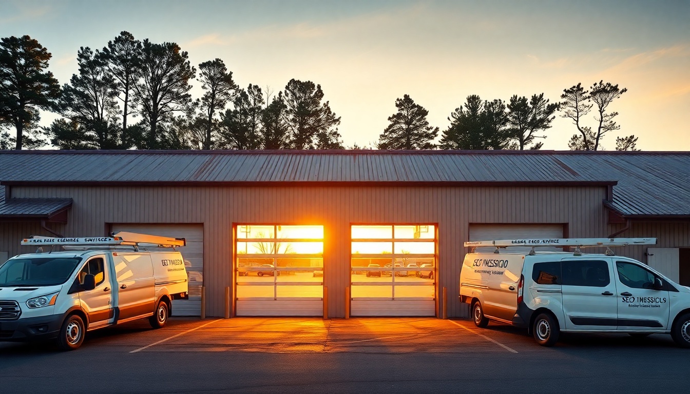 Garage Door service operation in South Carolina at golden hour