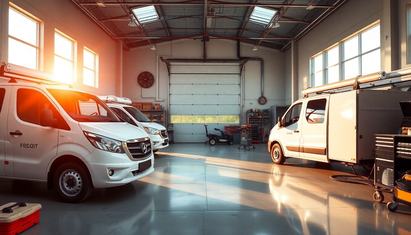 Garage Door service workspace in West Virginia at golden hour