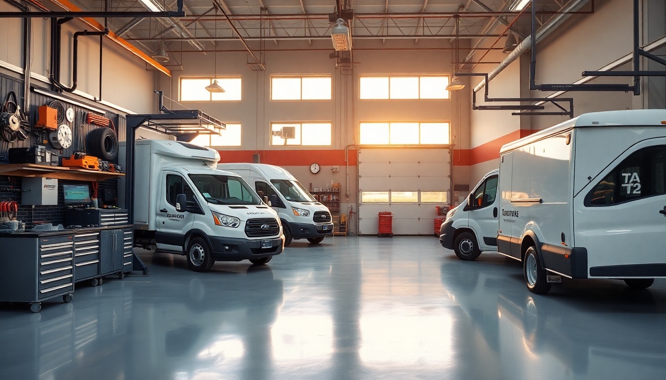 Garage Door service workspace in Wisconsin at golden hour