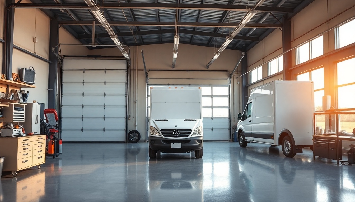 Garage Door service workspace in Wyoming at golden hour