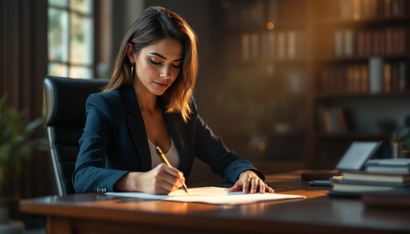 CPA reviewing financial statements at a desk with ledger binders &mdash; audit vs review decision for business sellers
