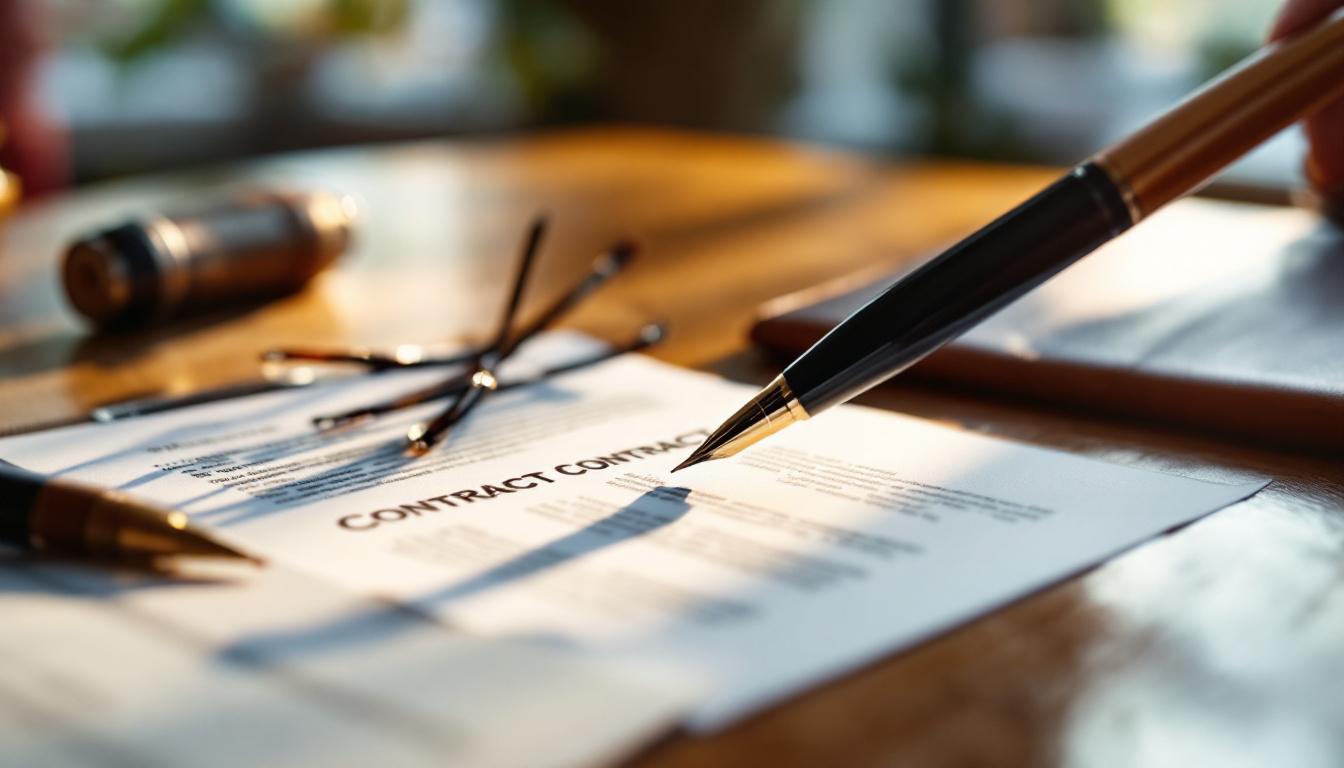 A pen poised over a contract on a polished wooden desk &mdash; the NDA stage of a business sale