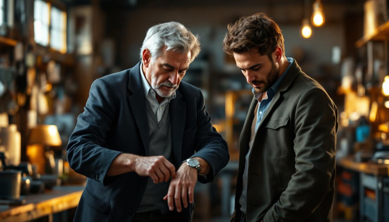 Two business professionals discussing a small business in a workshop setting