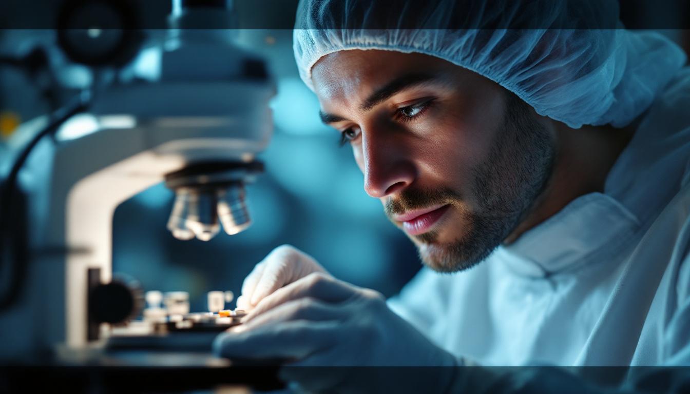 Medical device manufacturing technician in cleanroom inspecting medical component &mdash; the ISO 13485 / FDA 21 CFR 820 operational profile commanding 8-12x EBITDA in 2026 M&A
