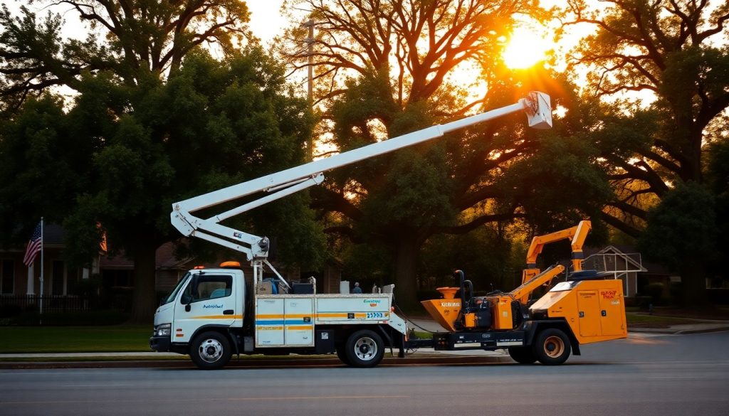 Tree service equipment representing tree-service business sale and valuation