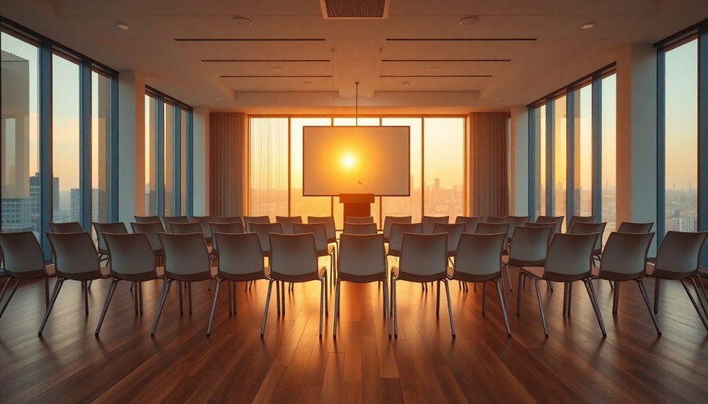 Empty conference room representing the employee announcement of a business sale