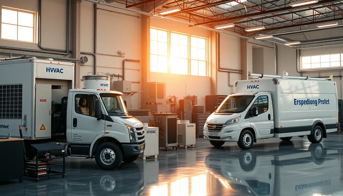 HVAC service workspace in Alabama at golden hour
