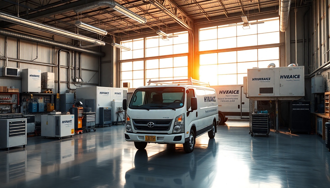HVAC service workspace in Alaska at golden hour