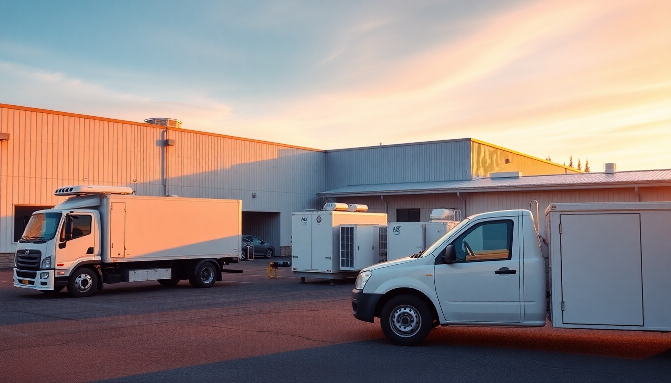 HVAC service operation in Alaska at golden hour