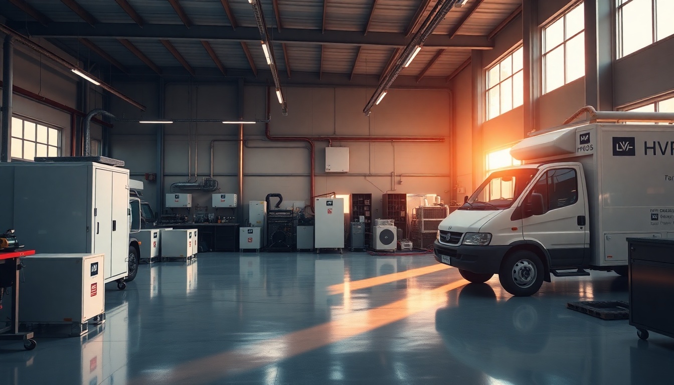 HVAC service workspace in Hawaii at golden hour