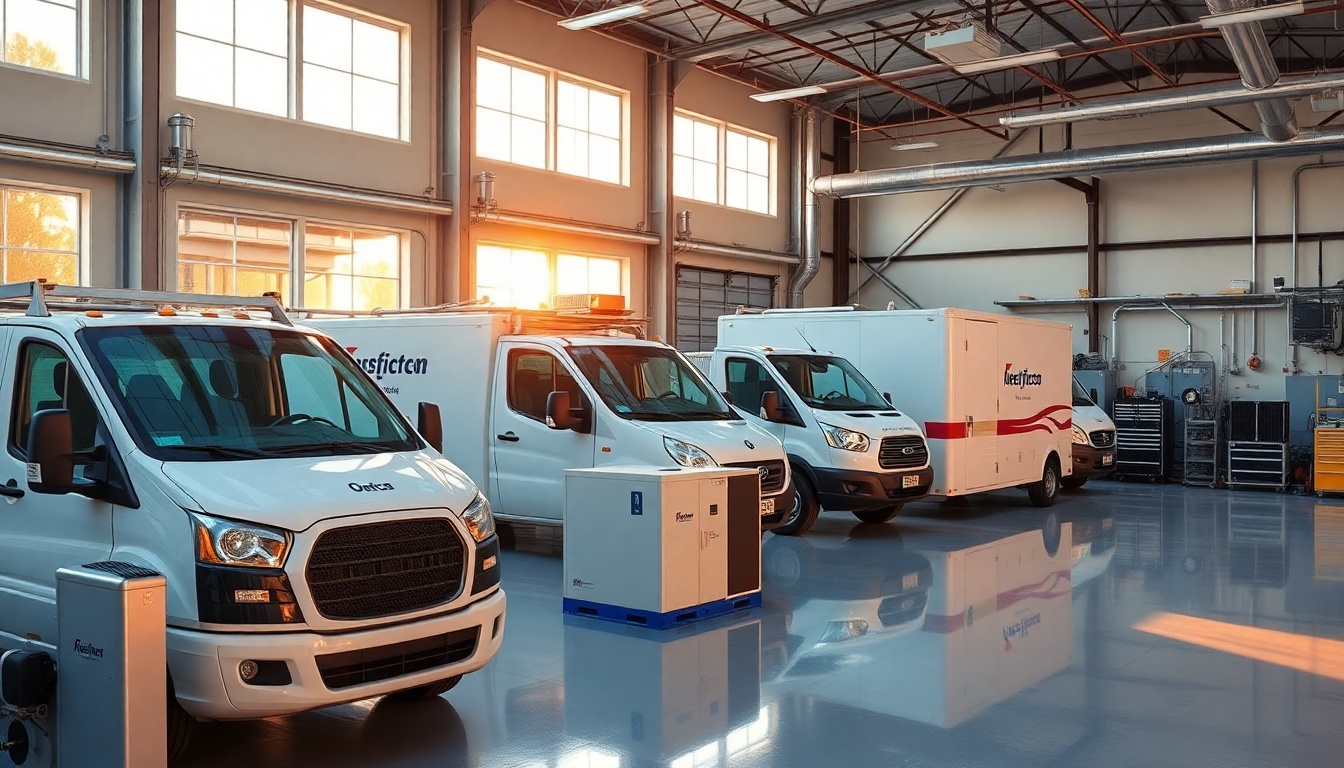 HVAC service workspace in Maryland at golden hour