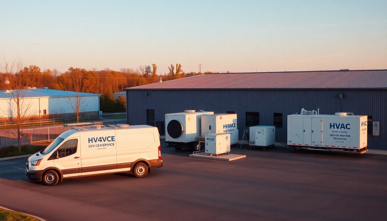 HVAC service operation in Maryland at golden hour