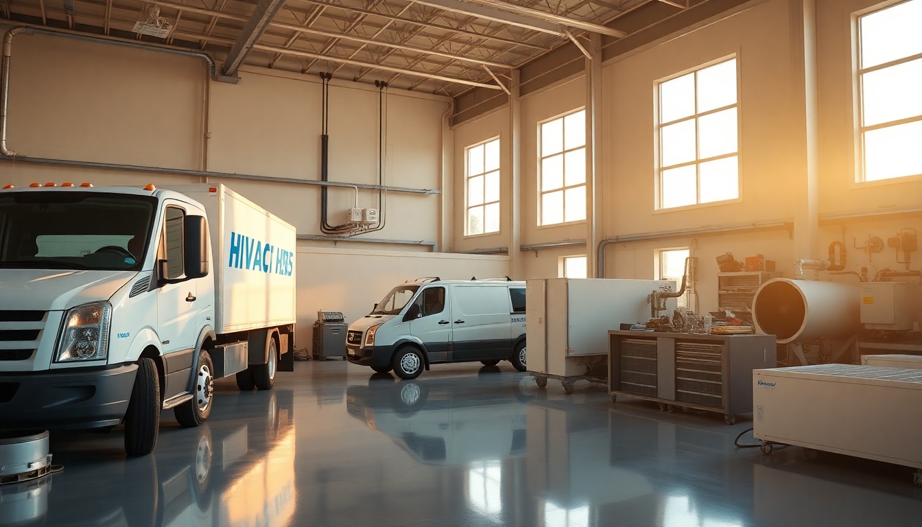 HVAC service workspace in Mississippi at golden hour
